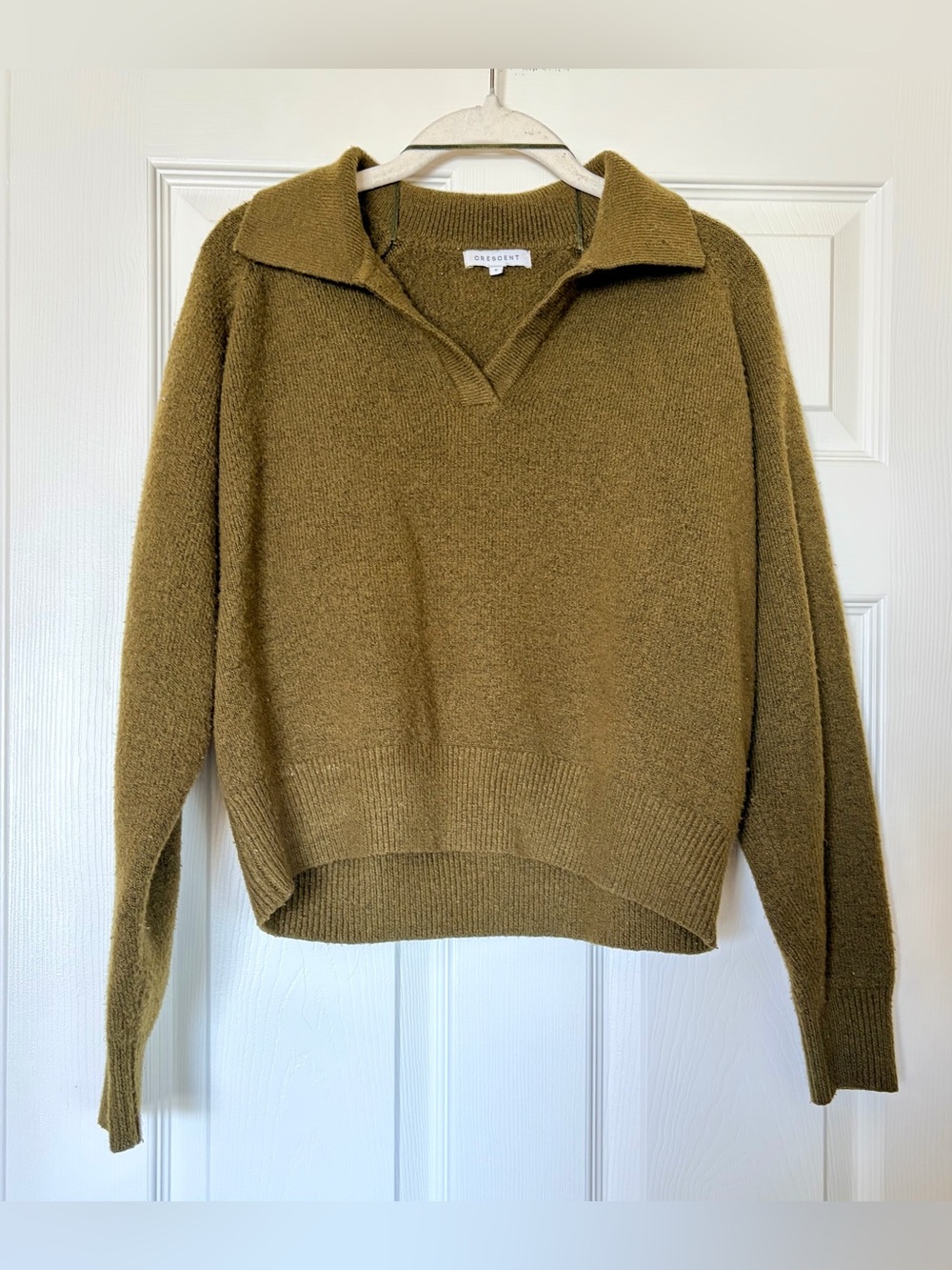 Olive Green Women’s Collared Sweater — Size Small
